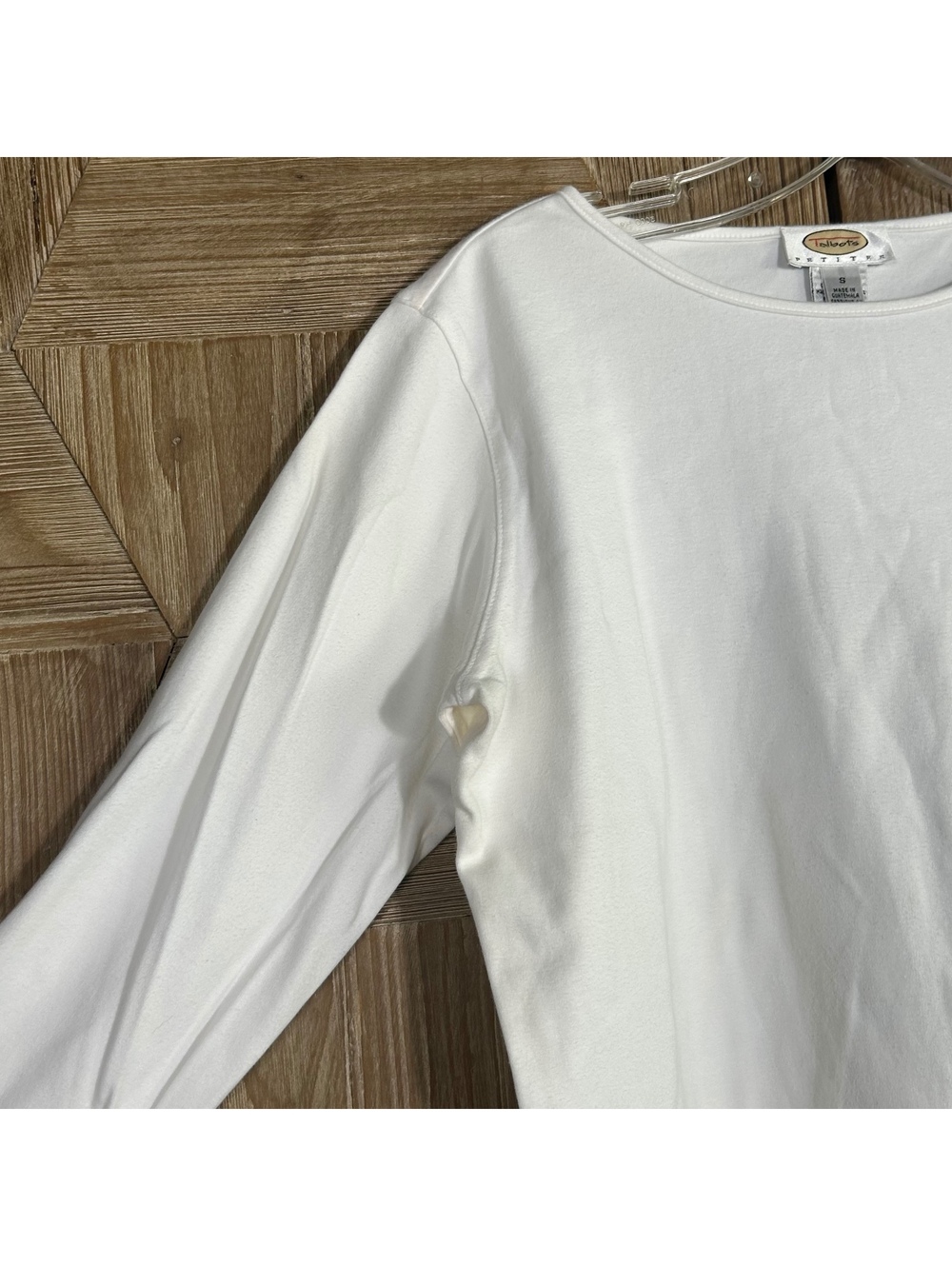 Talbots Womens Small Minimalist White Cotton Long Sleeve Top Casual Basics - Picture 2 of 5